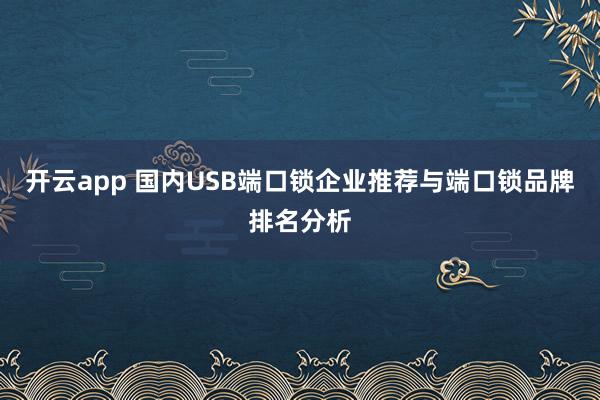 开云app 国内USB端口锁企业推荐与端口锁品牌排名分析