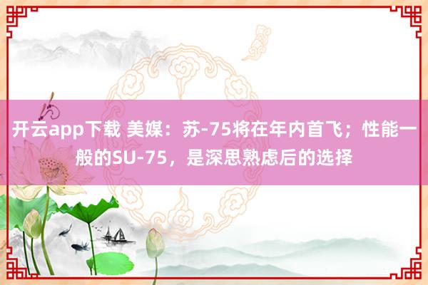 开云app下载 美媒：苏-75将在年内首飞；性能一般的SU-75，是深思熟虑后的选择