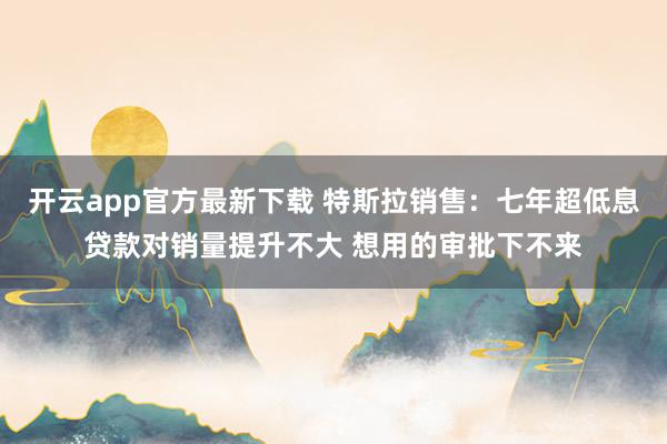 开云app官方最新下载 特斯拉销售：七年超低息贷款对销量提升不大 想用的审批下不来