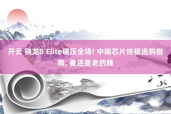 开云 骁龙8 Elite碾压全场! 中端芯片终极选购指南， 姜还是老的辣